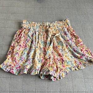 Angie High Waist Floral Shorts - Multicolor